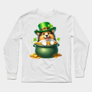 St Patricks Day Shetland Sheepdog Long Sleeve T-Shirt